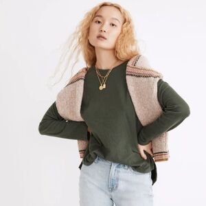 Madewell Double Faced Tee Olive Green Long Sleeve Shirt